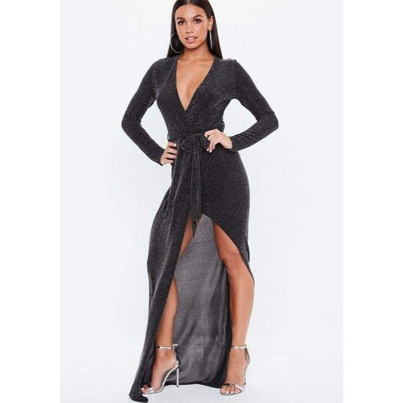Dresses & Skirts - Glitter wrap gown 💥🖤